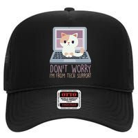Don't Worry I'm From Tech Support Computer Cat High Crown Mesh Back Trucker Hat