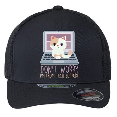 Don't Worry I'm From Tech Support Computer Cat Flexfit Unipanel Trucker Cap