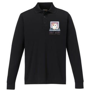 Don't Worry I'm From Tech Support Computer Cat Performance Long Sleeve Polo