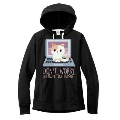 Don't Worry I'm From Tech Support Computer Cat Women's Fleece Hoodie