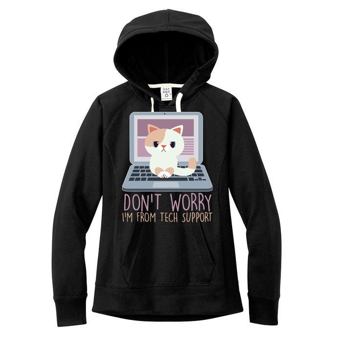 Don't Worry I'm From Tech Support Computer Cat Women's Fleece Hoodie