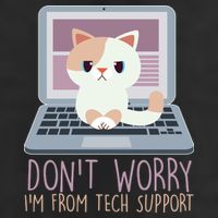 Don't Worry I'm From Tech Support Computer Cat Crop Fleece Hoodie