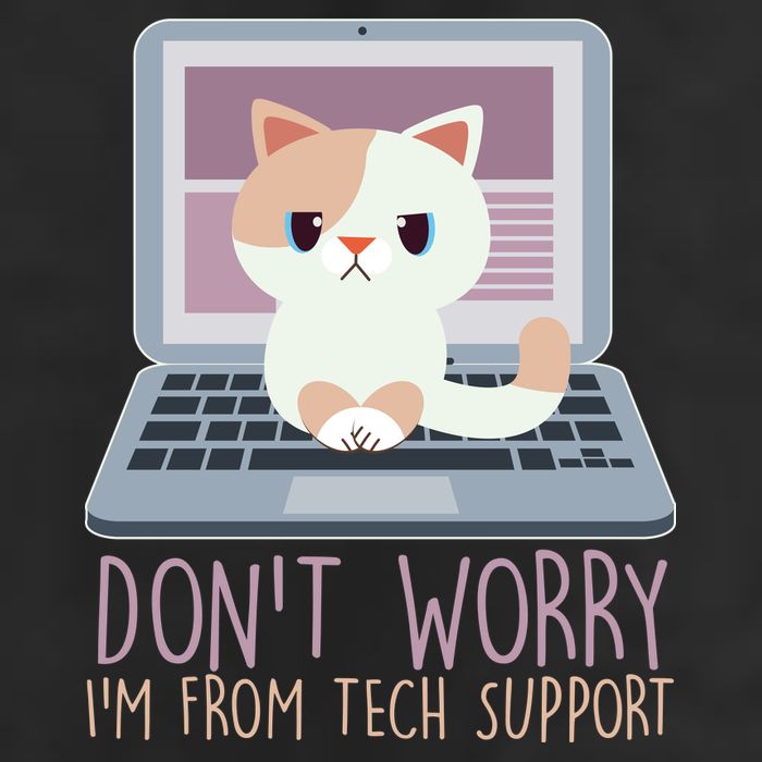 Don't Worry I'm From Tech Support Computer Cat Crop Fleece Hoodie