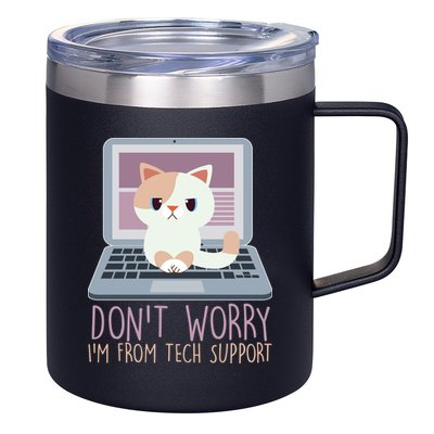 Don't Worry I'm From Tech Support Computer Cat 12oz Stainless Steel Coffee Mug