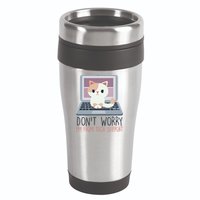 Don't Worry I'm From Tech Support Computer Cat 16oz Travel Tumbler