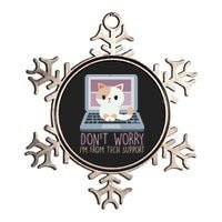 Don't Worry I'm From Tech Support Computer Cat Metallic Star Ornament