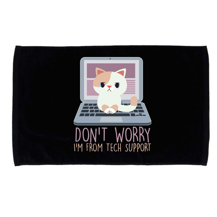 Don't Worry I'm From Tech Support Computer Cat Microfiber Hand Towel