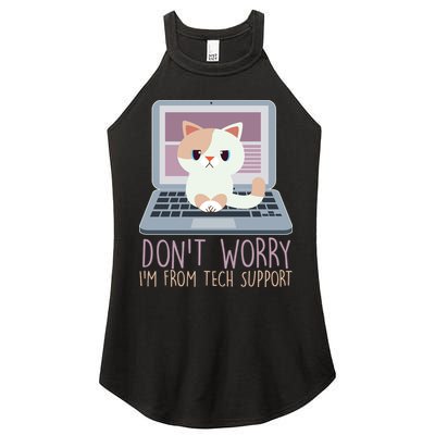 Don't Worry I'm From Tech Support Computer Cat Women's Perfect Tri Rocker Tank
