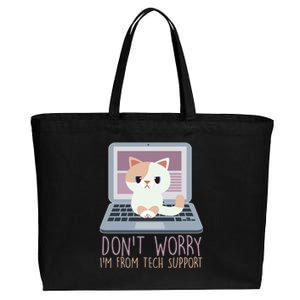 Don't Worry I'm From Tech Support Computer Cat Cotton Canvas Jumbo Tote