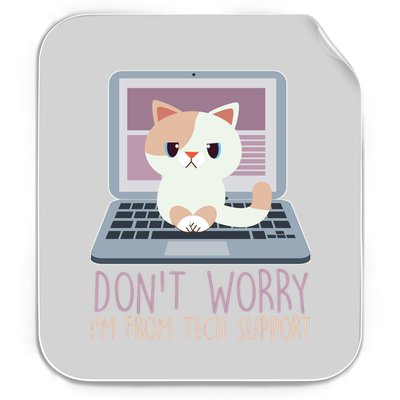 Don't Worry I'm From Tech Support Computer Cat Permanent Decal Sticker