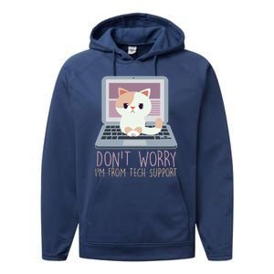 Don't Worry I'm From Tech Support Computer Cat Performance Fleece Hoodie