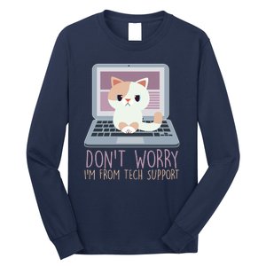 Don't Worry I'm From Tech Support Computer Cat Long Sleeve Shirt