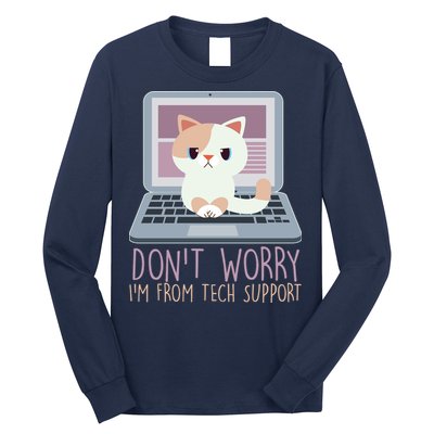 Don't Worry I'm From Tech Support Computer Cat Long Sleeve Shirt