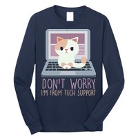 Don't Worry I'm From Tech Support Computer Cat Long Sleeve Shirt