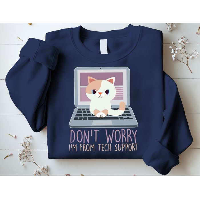 Don't Worry I'm From Tech Support Computer Cat Sweatshirt