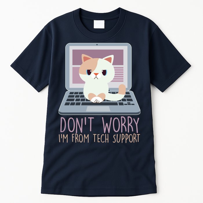 Don't Worry I'm From Tech Support Computer Cat Tall T-Shirt