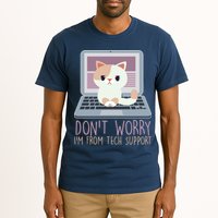 Don't Worry I'm From Tech Support Computer Cat Tall T-Shirt