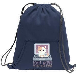 Don't Worry I'm From Tech Support Computer Cat Sweatshirt Cinch Pack Bag