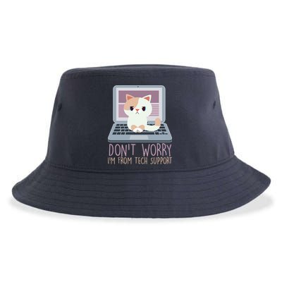 Don't Worry I'm From Tech Support Computer Cat Sustainable Bucket Hat