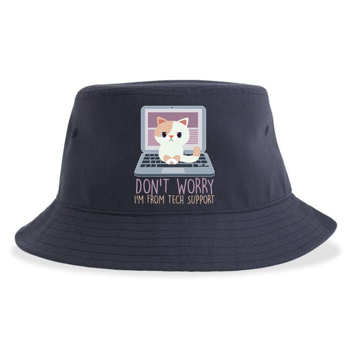 Don't Worry I'm From Tech Support Computer Cat Sustainable Bucket Hat