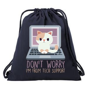 Don't Worry I'm From Tech Support Computer Cat Drawstring Bag