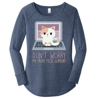 Don't Worry I'm From Tech Support Computer Cat Women's Perfect Tri Tunic Long Sleeve Shirt