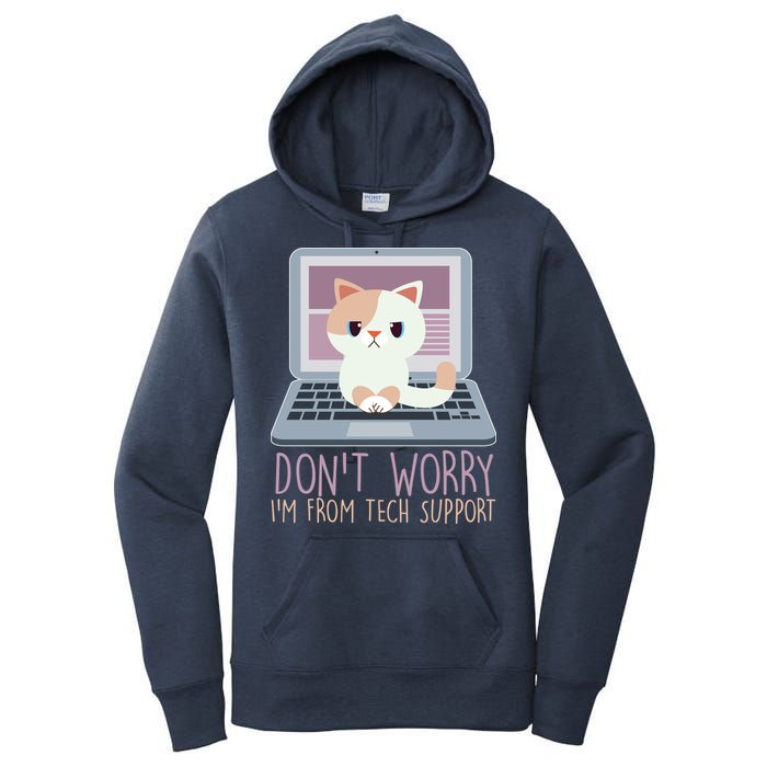 Don't Worry I'm From Tech Support Computer Cat Women's Pullover Hoodie