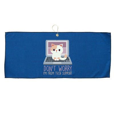 Don't Worry I'm From Tech Support Computer Cat Large Microfiber Waffle Golf Towel