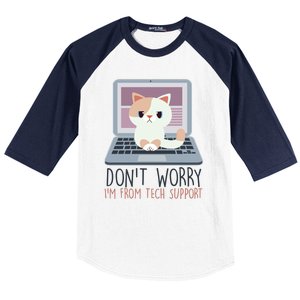 Don't Worry I'm From Tech Support Computer Cat Baseball Sleeve Shirt