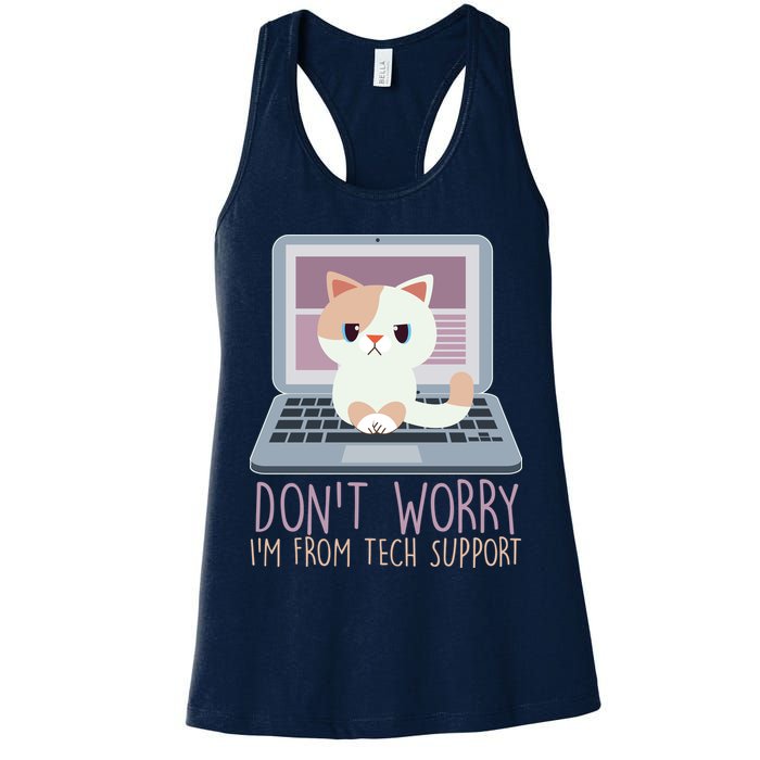 Don't Worry I'm From Tech Support Computer Cat Womens Tank Top