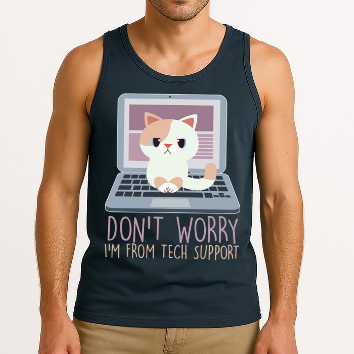 Don't Worry I'm From Tech Support Computer Cat Tank Top