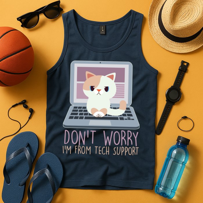 Don't Worry I'm From Tech Support Computer Cat Tank Top