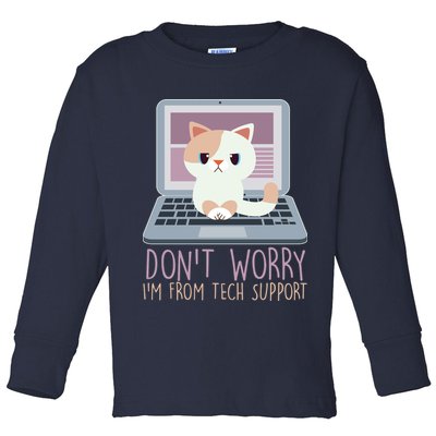 Don't Worry I'm From Tech Support Computer Cat Toddler Long Sleeve Shirt