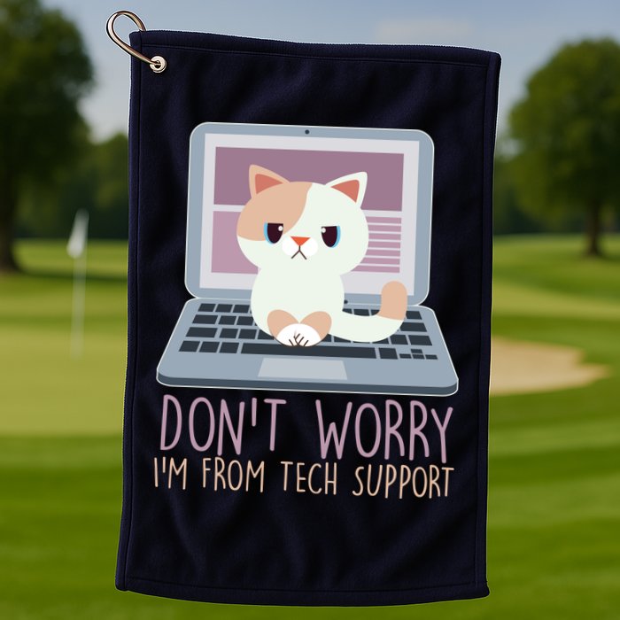 Don't Worry I'm From Tech Support Computer Cat Golf Towel