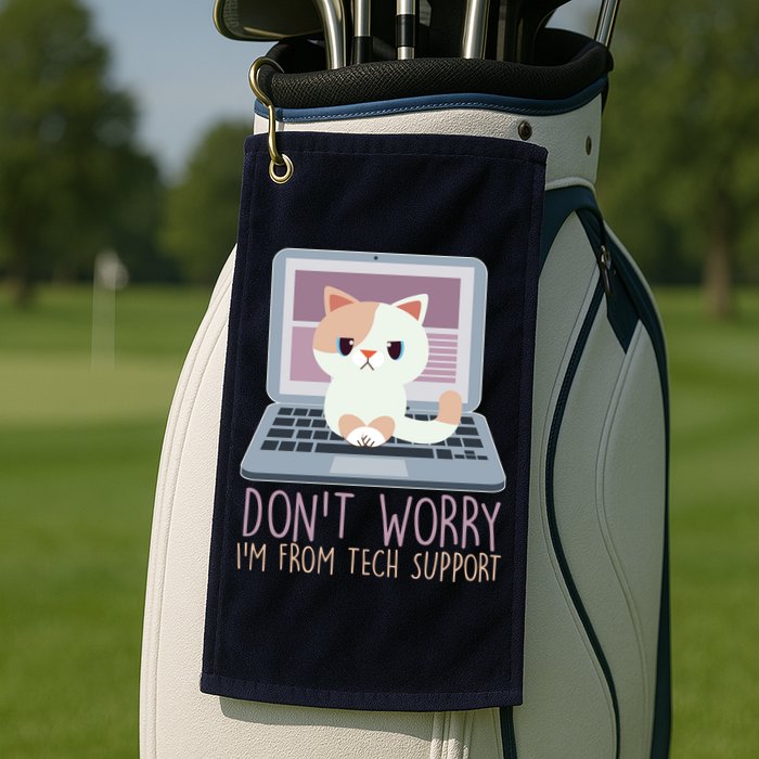 Don't Worry I'm From Tech Support Computer Cat Golf Towel
