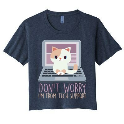 Don't Worry I'm From Tech Support Computer Cat Crop Top