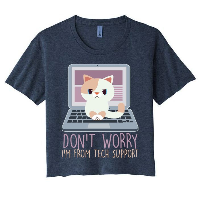 Don't Worry I'm From Tech Support Computer Cat Crop Top