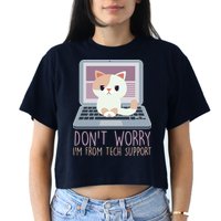 Don't Worry I'm From Tech Support Computer Cat Crop Top