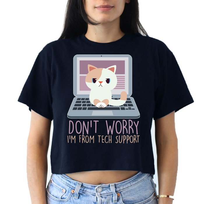 Don't Worry I'm From Tech Support Computer Cat Crop Top