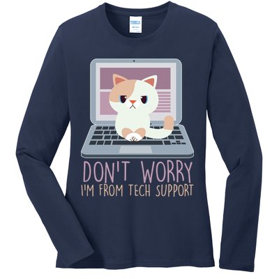 Don't Worry I'm From Tech Support Computer Cat Ladies Long Sleeve Shirt