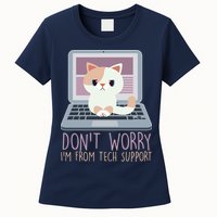 Don't Worry I'm From Tech Support Computer Cat Womens T-Shirt