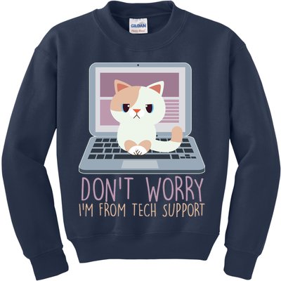 Don't Worry I'm From Tech Support Computer Cat Kids Sweatshirt