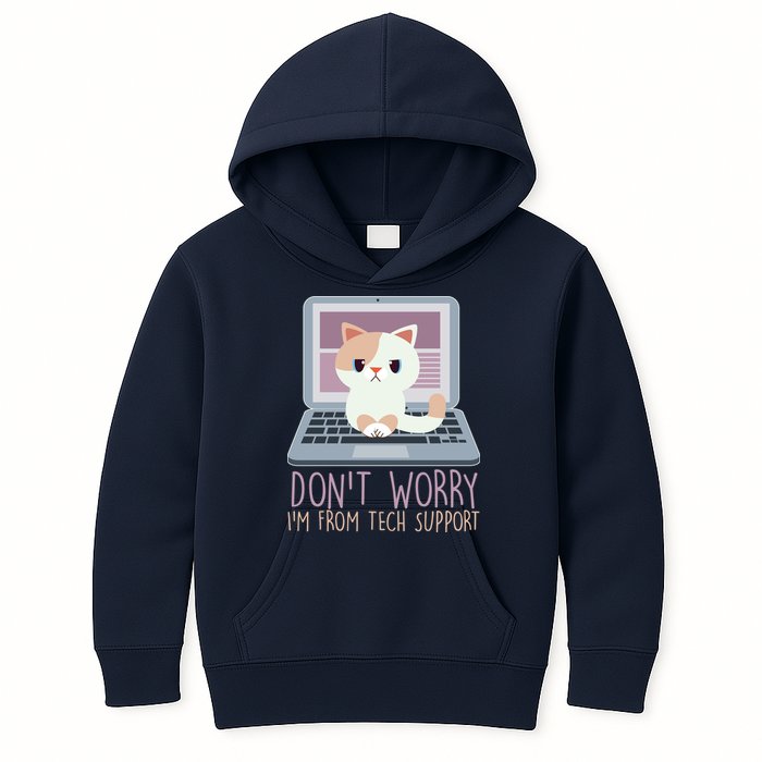 Don't Worry I'm From Tech Support Computer Cat Kids Hoodie