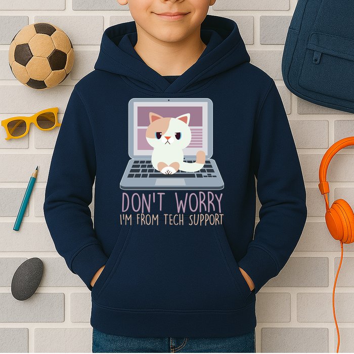 Don't Worry I'm From Tech Support Computer Cat Kids Hoodie