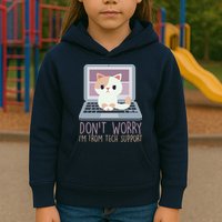 Don't Worry I'm From Tech Support Computer Cat Kids Hoodie