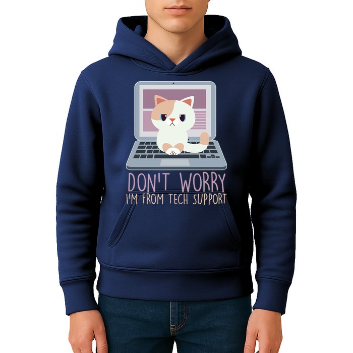 Don't Worry I'm From Tech Support Computer Cat Kids Hoodie