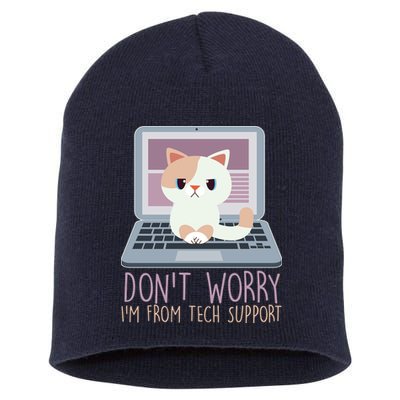 Don't Worry I'm From Tech Support Computer Cat Short Acrylic Beanie