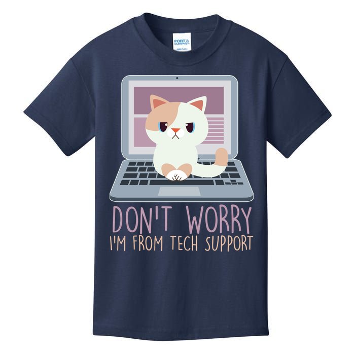 Don't Worry I'm From Tech Support Computer Cat Kids T-Shirt