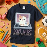 Don't Worry I'm From Tech Support Computer Cat Kids T-Shirt