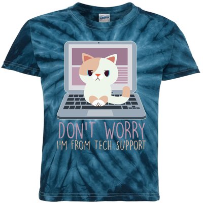 Don't Worry I'm From Tech Support Computer Cat Kids Tie-Dye T-Shirt